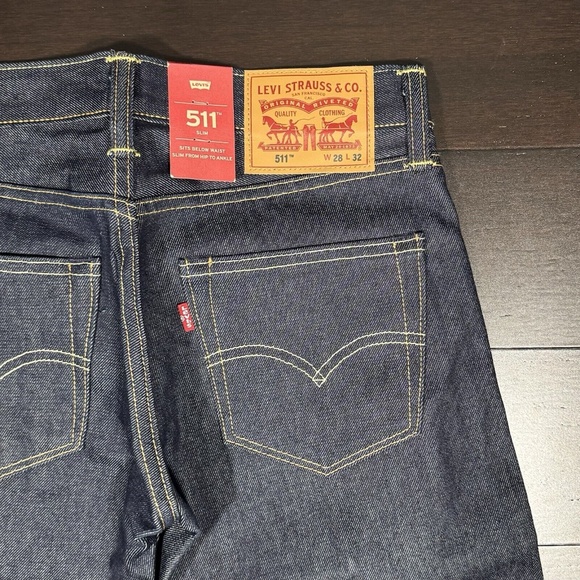Levi's 511 Jeans 28 x 32 Selvedge Raw Unwashed Denim Slim Straight Red Tab 81 - Picture 8 of 8